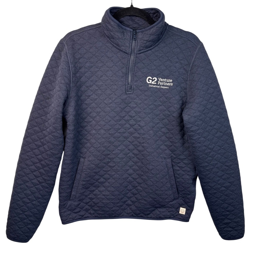 Marine Layer Sweater Mens Small‎ Pullover Quilted Quarter Zip Company Logo